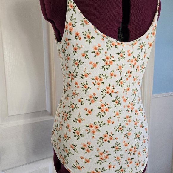 Windsor White & Orange Small Floral Strappy Bodysuit - Picture 5 of 10